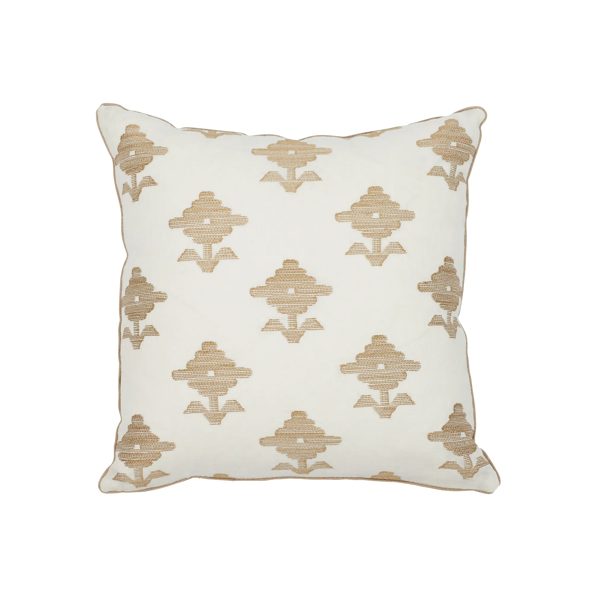 Schumacher Rubia Embroidery Pillow in Ivory (SO7416004)