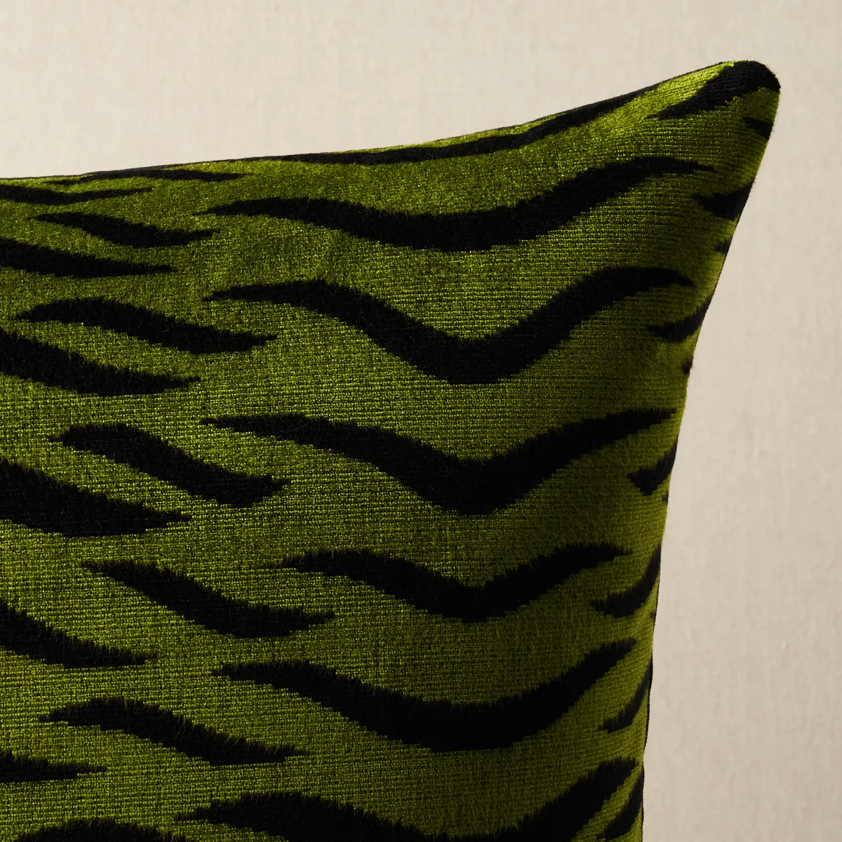 Sabi Tiger Velvet Pillow - Jungle Schumacher Sabi Tiger Velvet Pillow in Jungle