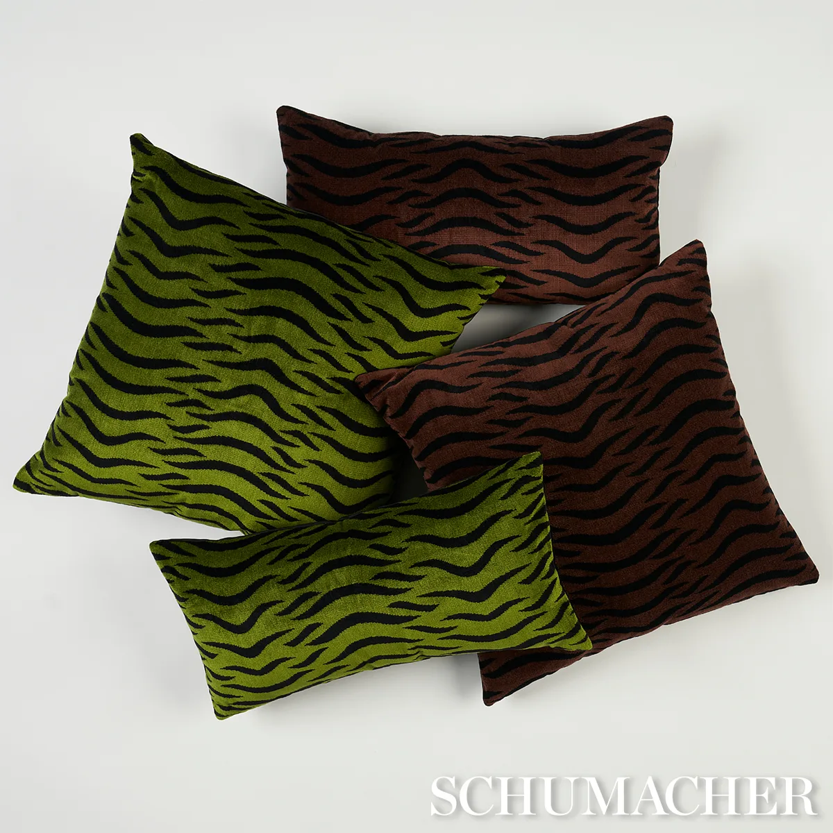 Sabi Tiger Velvet Pillow - Jungle Schumacher Sabi Tiger Velvet Pillow in Jungle