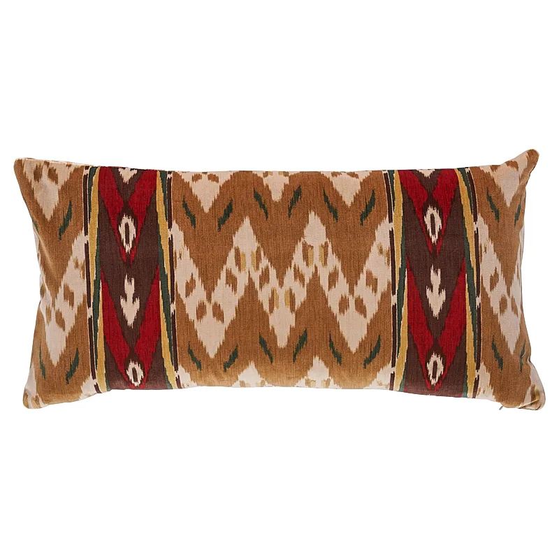 Schumacher Samar Ikat Velvet Pillow in Gold (SO8024018)