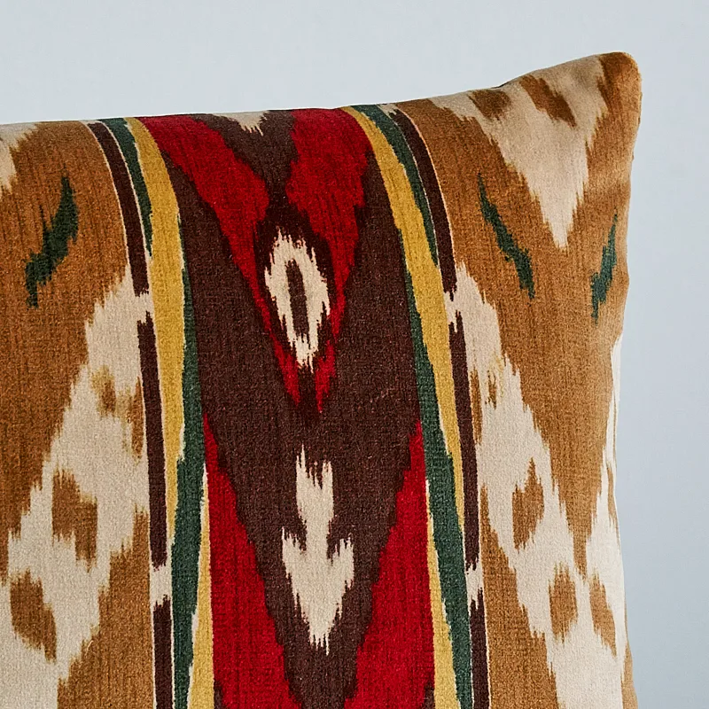 Schumacher Samar Ikat Velvet Pillow in Gold (SO8024018)