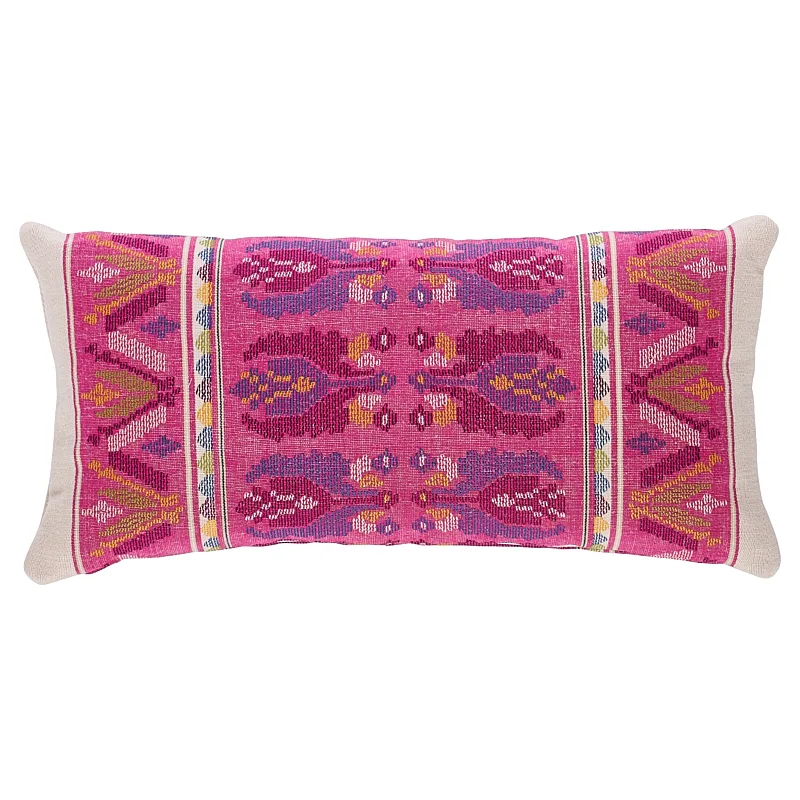 Schumacher Sandor Stripe Embroidery Pillow in Magenta (SO7983118)