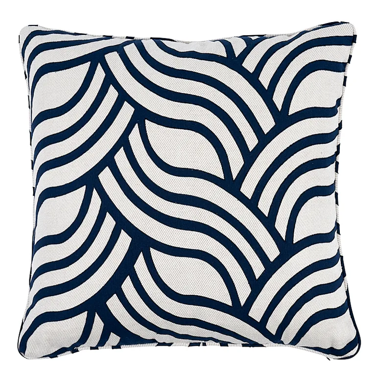 Schumacher Sangomar Applique Pillow in Navy (SO7995106)