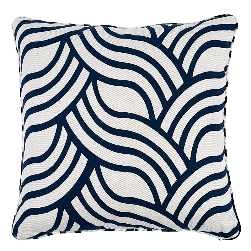 Schumacher Sangomar Applique Pillow in Navy (SO7995106)