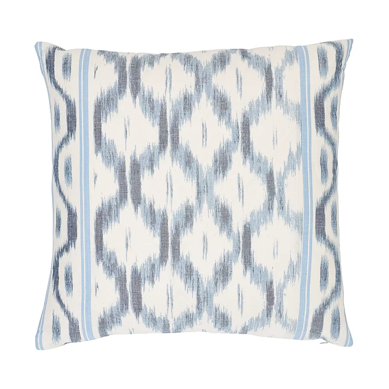 Schumacher Santa Monica Ikat Pillow in Indigo Blue