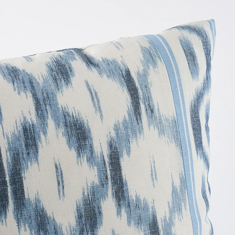 Schumacher Santa Monica Ikat Pillow in Indigo Blue
