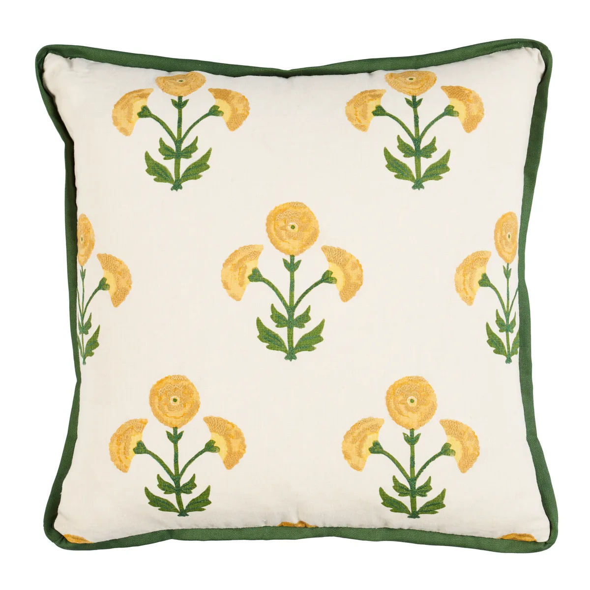 Schumacher Saranda Flower Pillow in Marigold (SO17967105)