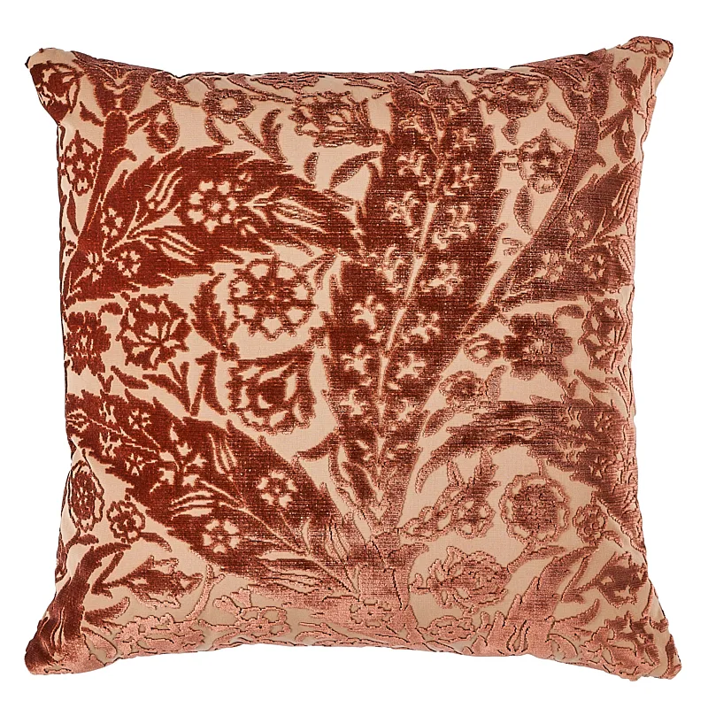 Schumacher Saz Paisley Velvet Pillow in Terracotta (SO8078105)