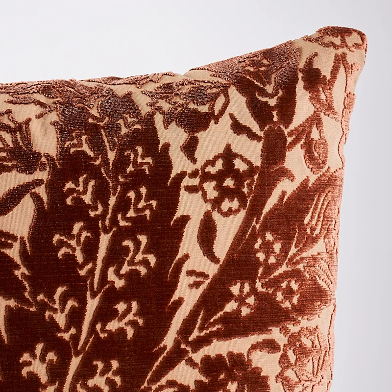 Schumacher Saz Paisley Velvet Pillow in Terracotta (SO8078105)