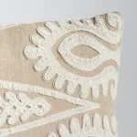 SO8021118 | Seema Embroidery Pillow - Natural Schumacher Seema Embroidery Pillow in Natural (SO8021118)