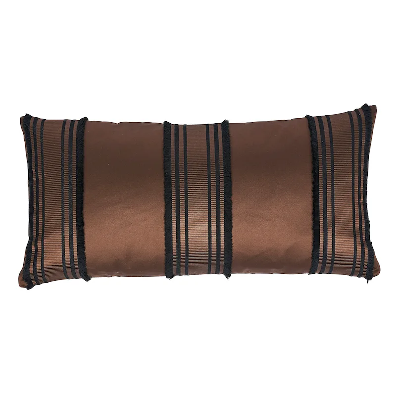 Schumacher Senza Satin Stripe Pillow in Brown (SO7945118)