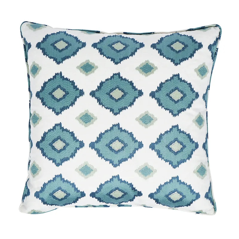 Schumacher Sikar Embroidery Pillow in Sky Blue (SO6578205)