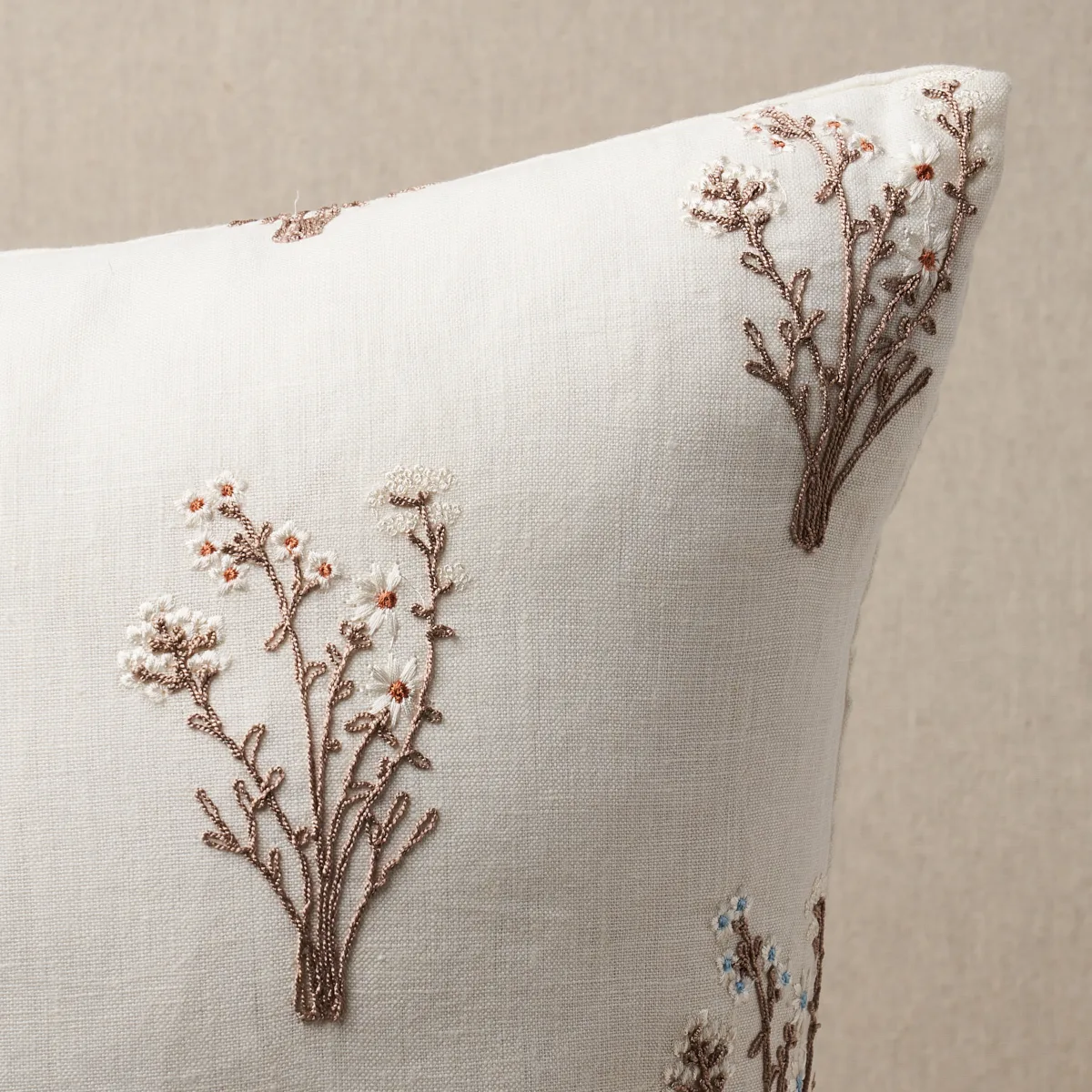 Schumacher Stora Embroidery Pillow in Ivory (SO8040106)