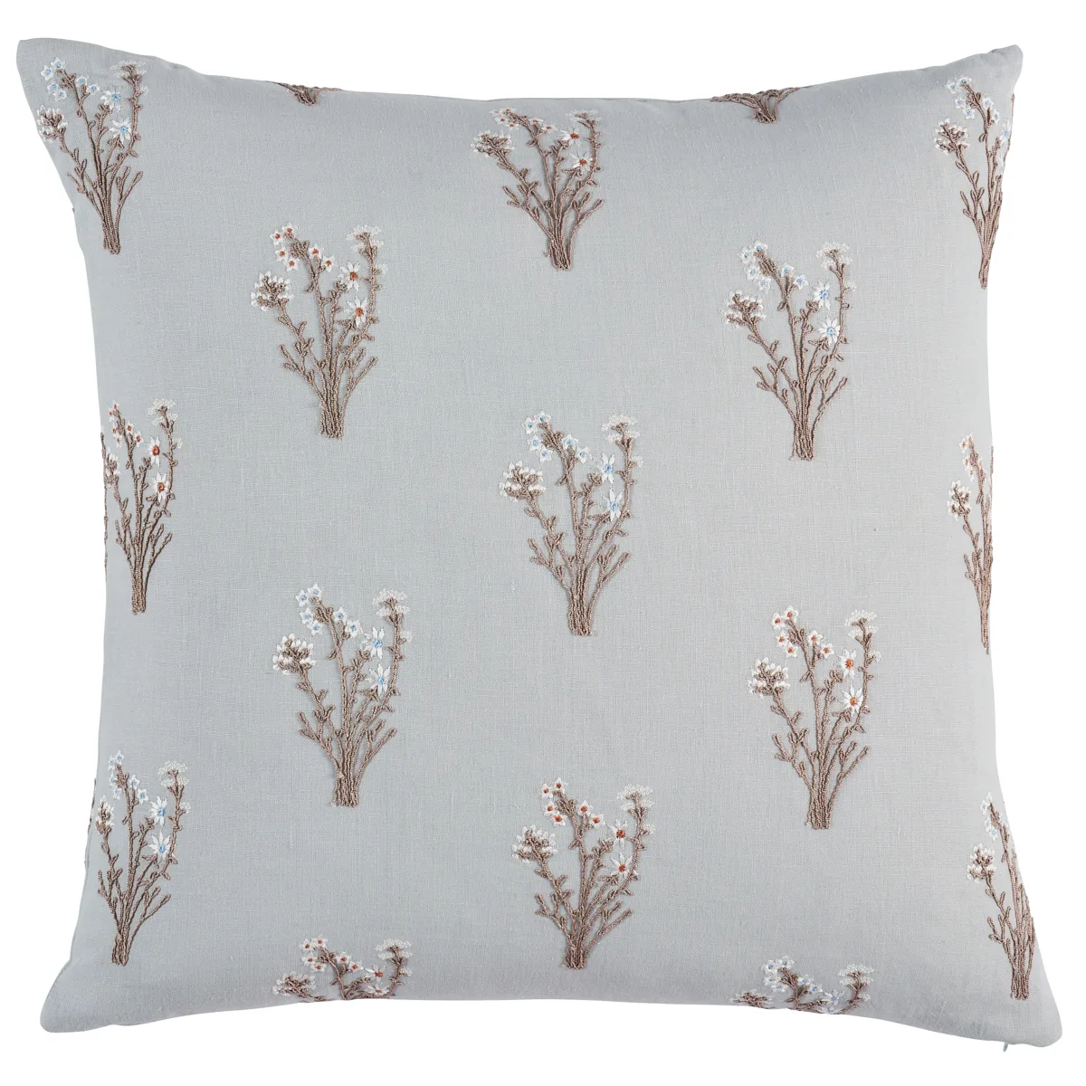 Schumacher Stora Embroidery Pillow in Mineral (SO8040006)