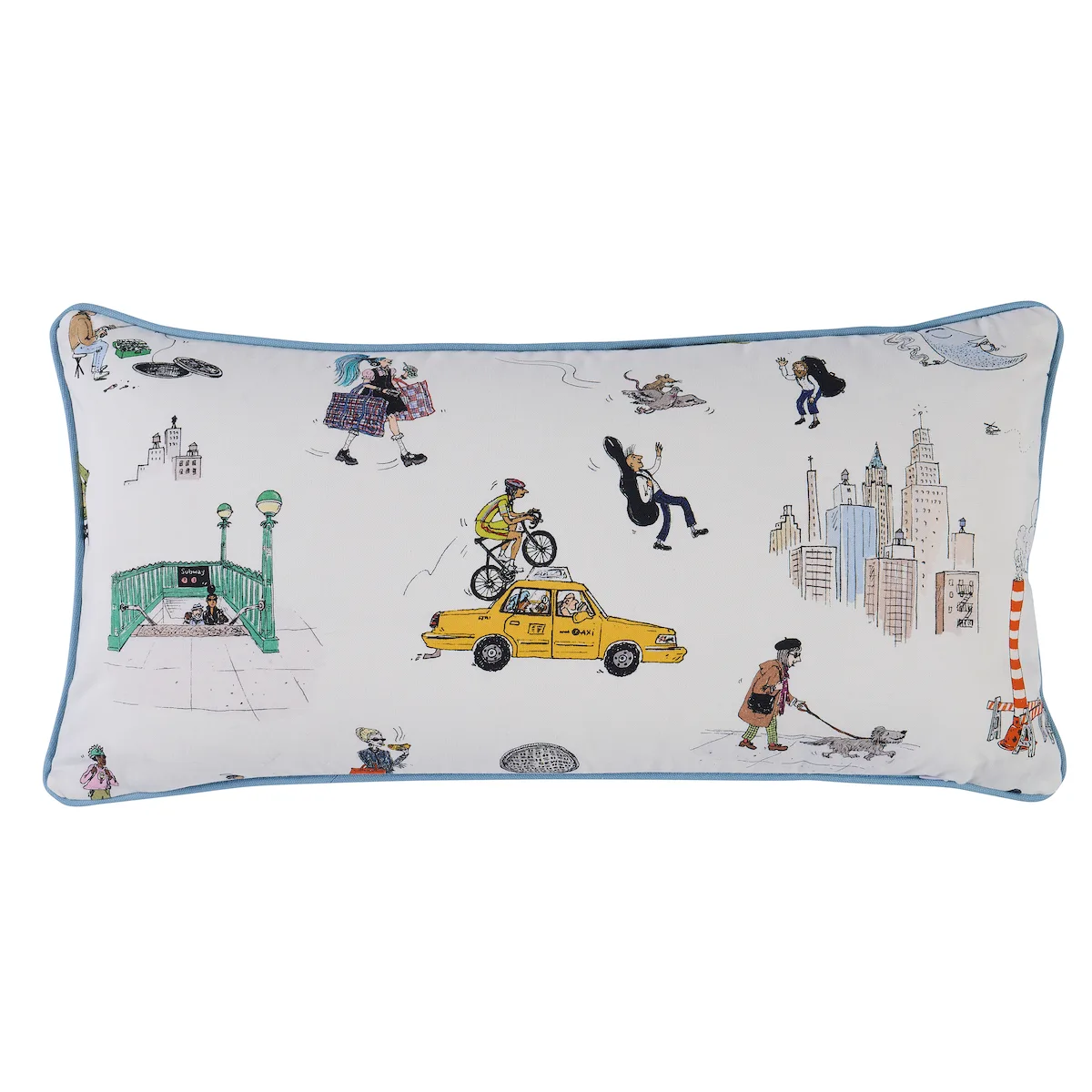 Schumacher Street Scenes Pillow in Multicolor on White (SO18233218)