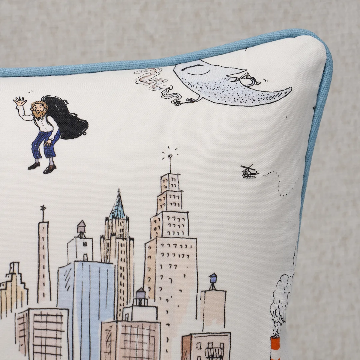 SO18233218 | Street Scenes Pillow - Multicolor on White Schumacher Street Scenes Pillow in Multicolor on White (SO18233218)