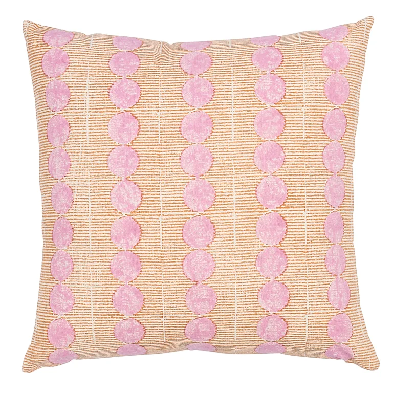 Schumacher Sun Rise Hand Block Pillow in Rose & Copper (SO17979005)