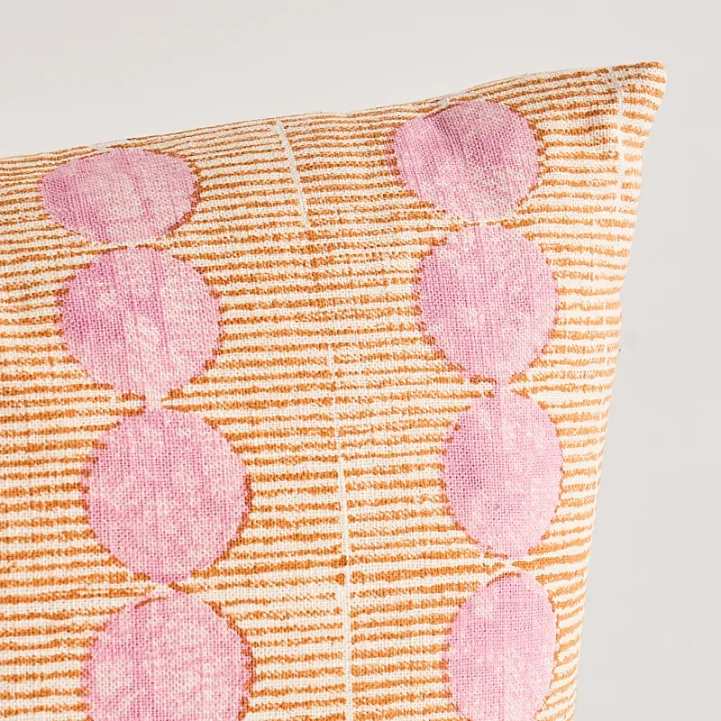 Schumacher Sun Rise Hand Block Pillow in Rose & Copper (SO17979005)