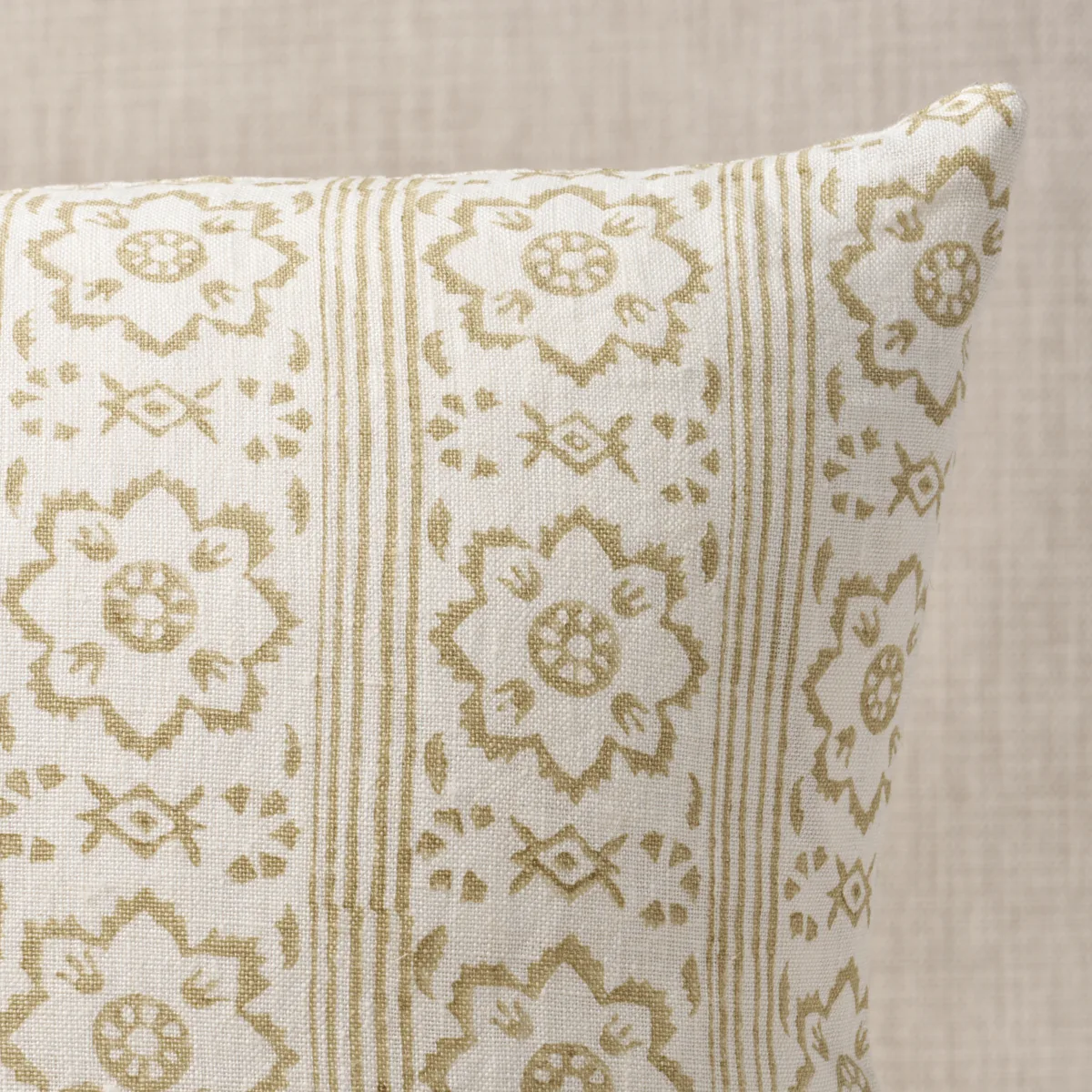 Schumacher Sunda Hand Blocked Print Pillow in Neutral