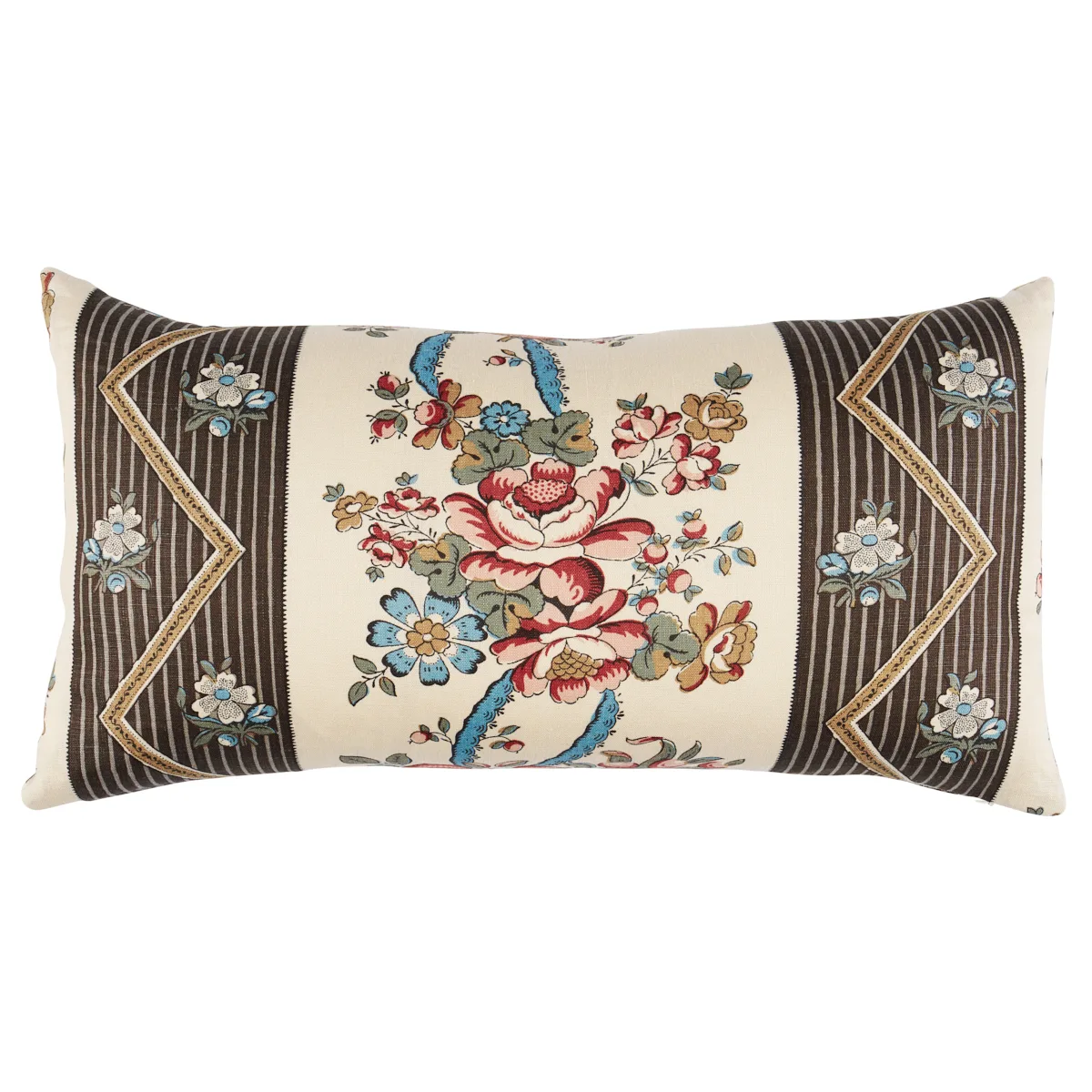 Schumacher Sylvain Floral Stripe Pillow in Noir (SO18174214)