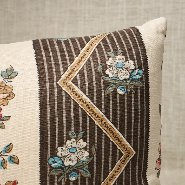 Schumacher Sylvain Floral Stripe Pillow in Noir (SO18174214)