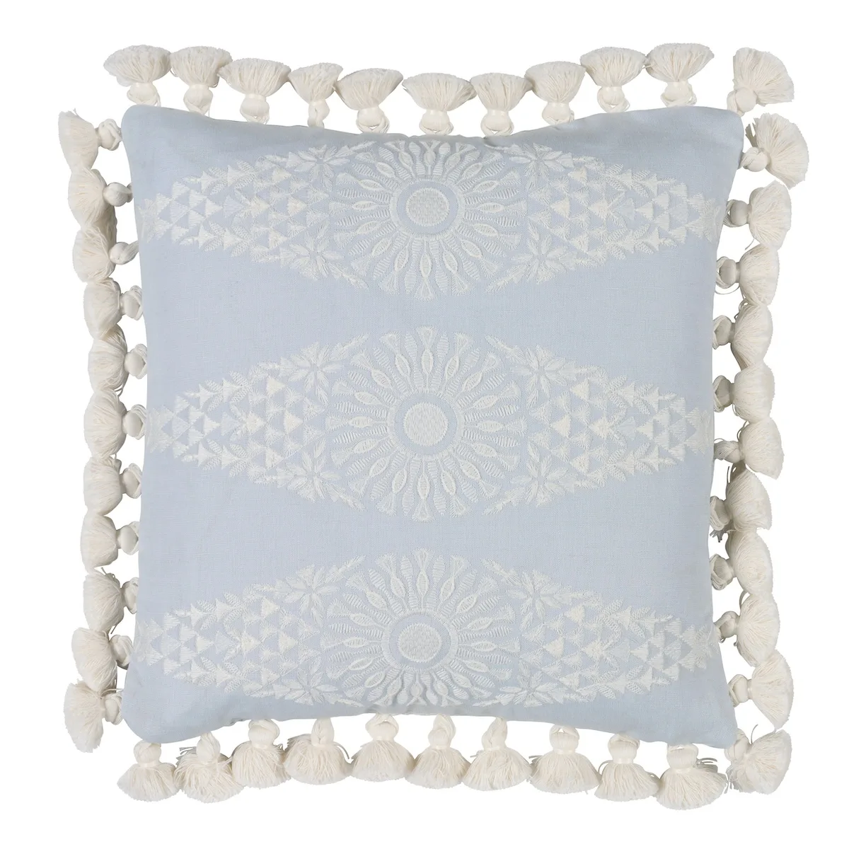 Schumacher Tasmin Embroidery pillow in Soft Blue (SO8567103)