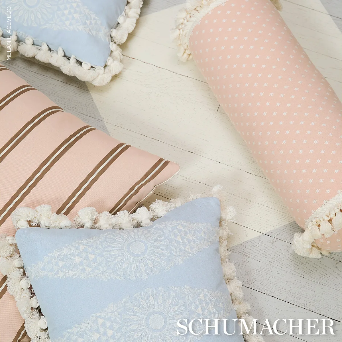 SO8567103 | Tasmin Embroidery - Soft Blue Schumacher Tasmin Embroidery pillow in Soft Blue (SO8567103)