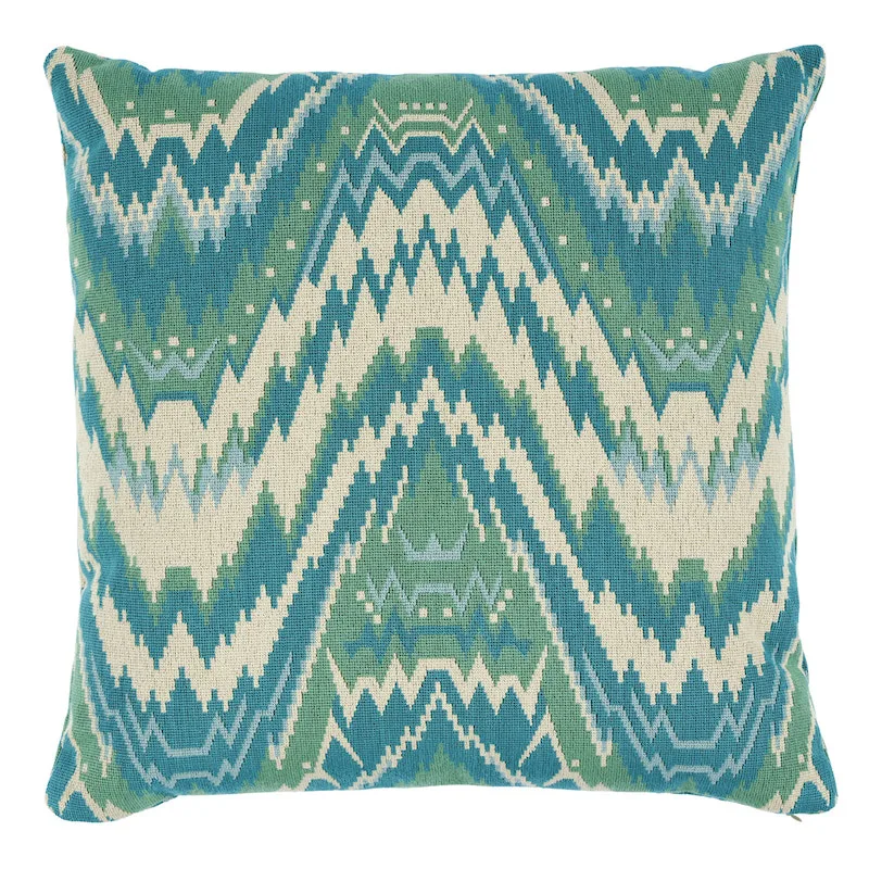 Schumacher Tauride Épinglé Pillow in Peacock (SO7904206)