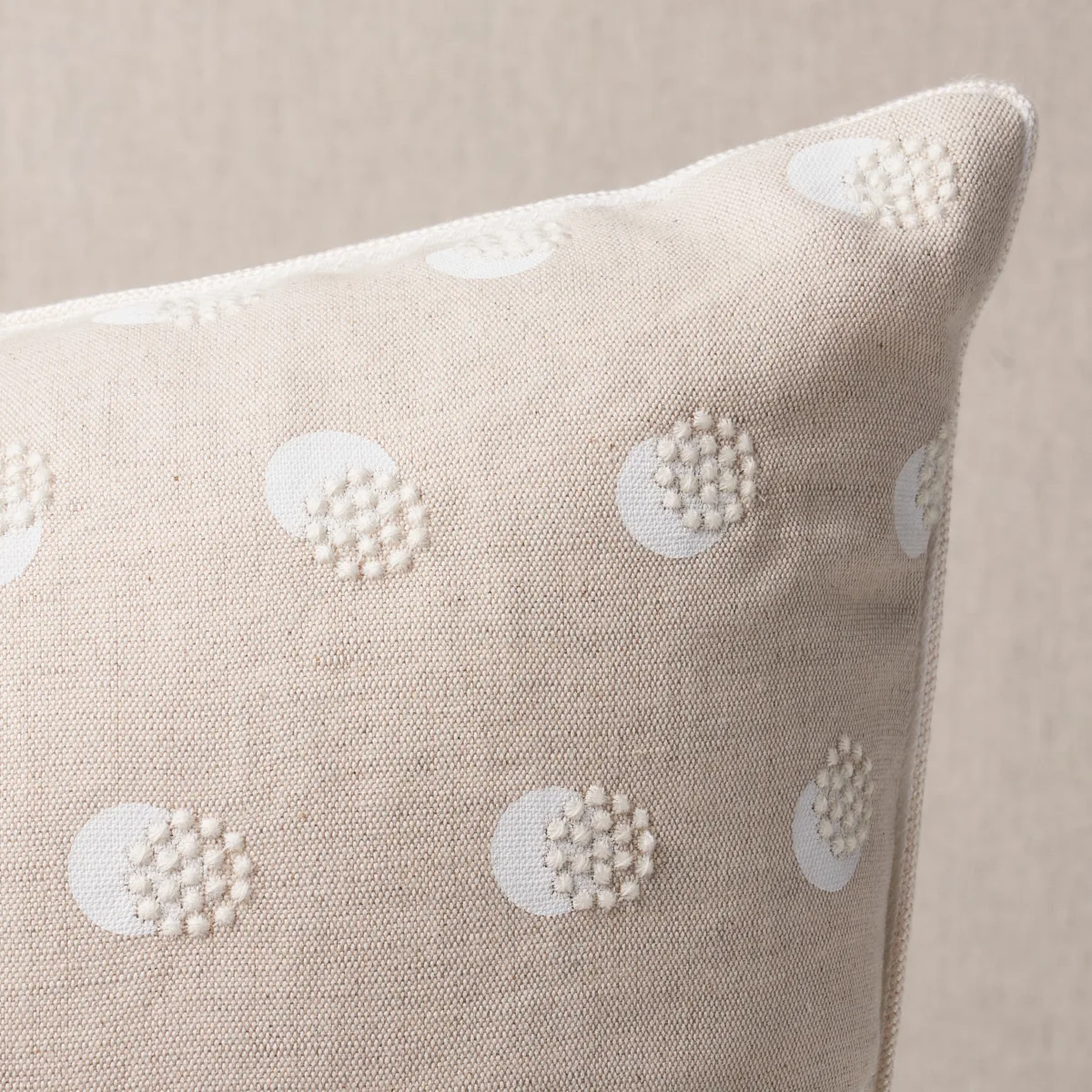 Schumacher Taylor Embroidery Pillow in Ivory on Natural