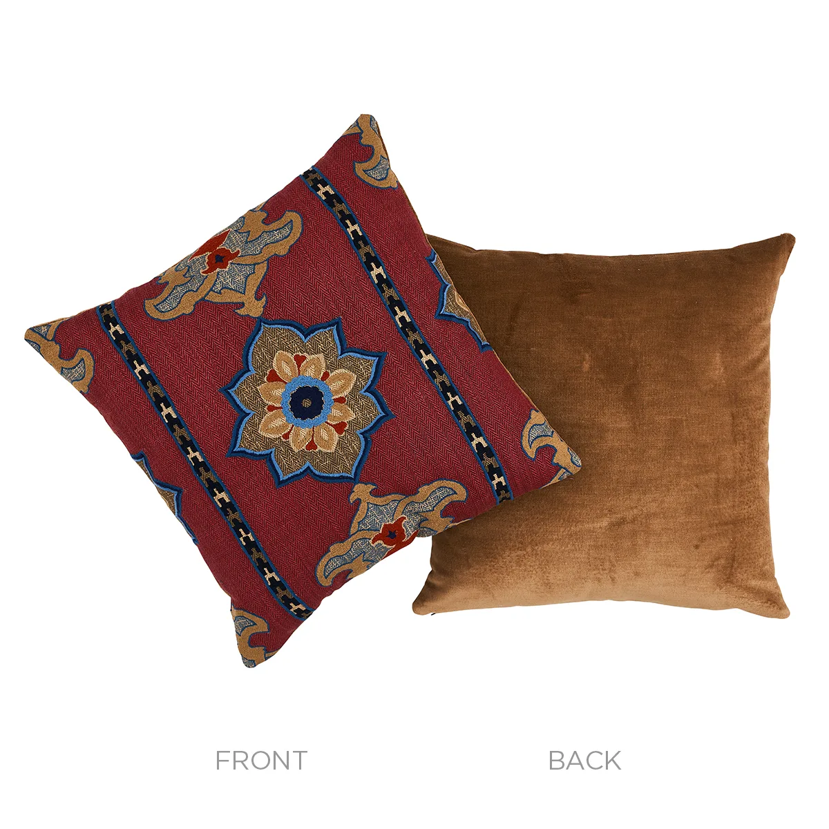 Temara Embroidered Pillow - Pomegranate Schumacher Temara Embroidered Pillow in Pomegranate