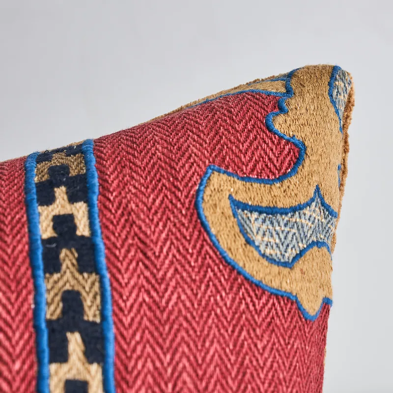 Temara Embroidered Pillow - Pomegranate Schumacher Temara Embroidered Pillow in Pomegranate
