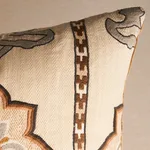 Temara Embroidered Print Pillow - Natural Schumacher Temara Embroidered Print Pillow in Natural