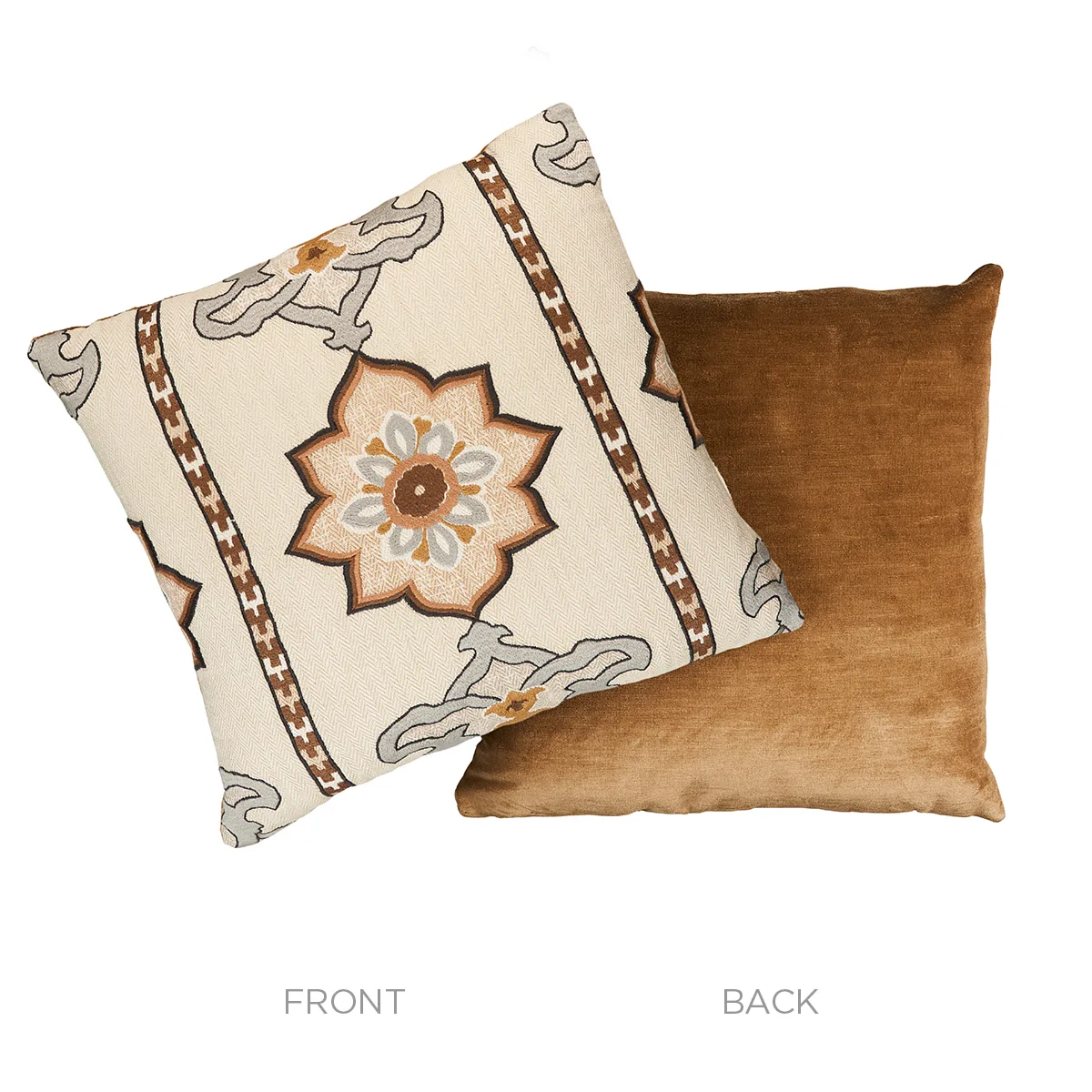 Temara Embroidered Print Pillow - Natural Schumacher Temara Embroidered Print Pillow in Natural