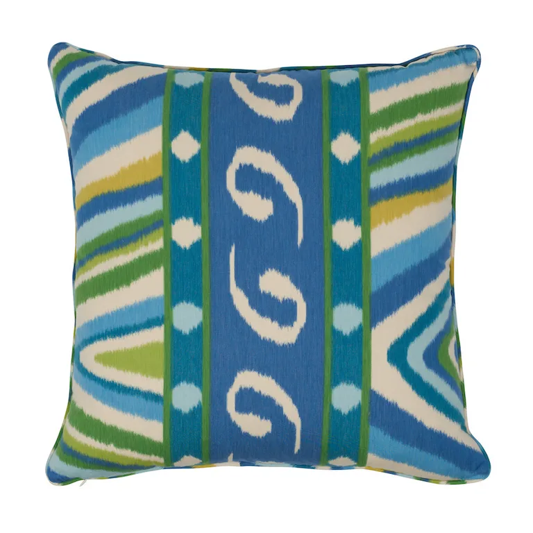 Schumacher Terence Ikat Pillow in Peacock (SO17858206)
