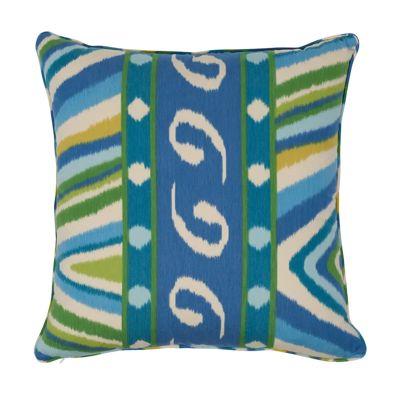 Schumacher Terence Ikat Pillow in Peacock (SO17858206)