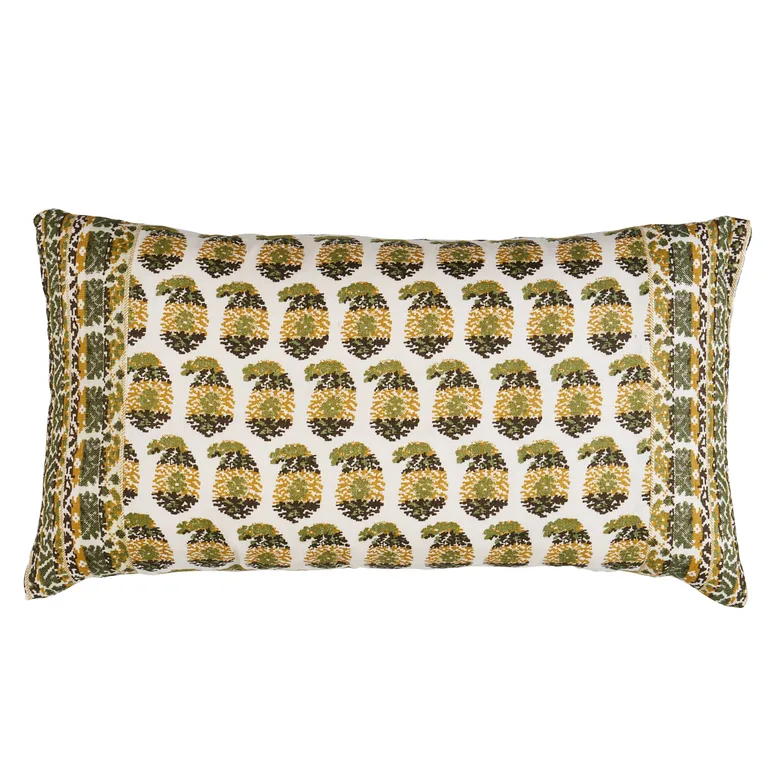 Schumacher Terry Pillow in Ochre & Green (SO18206218)