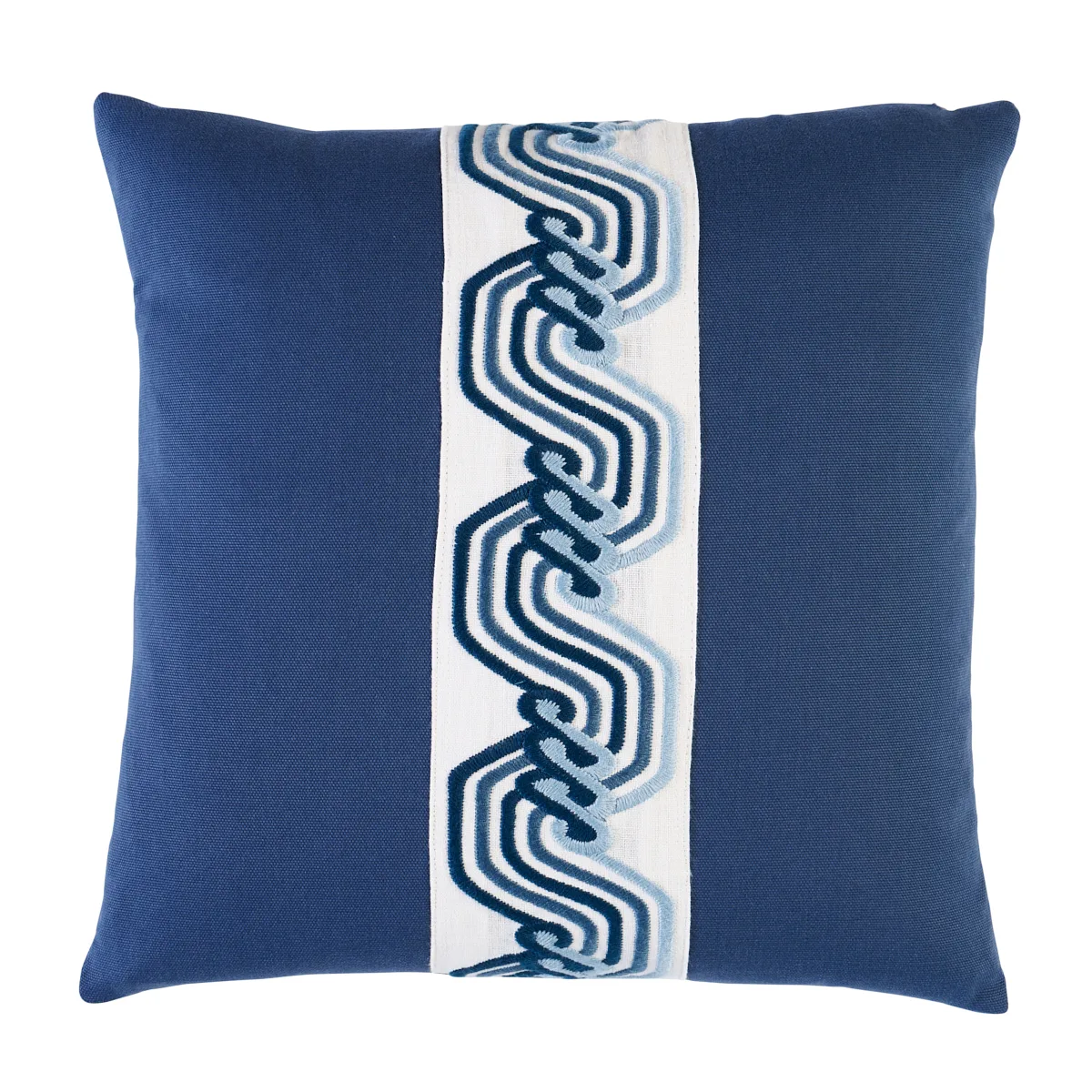 Schumacher The Twist Embroidered Pillow in Marine (SO8363003)