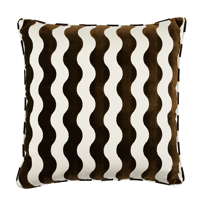 Schumacher The Wave Pillow in Chocolate