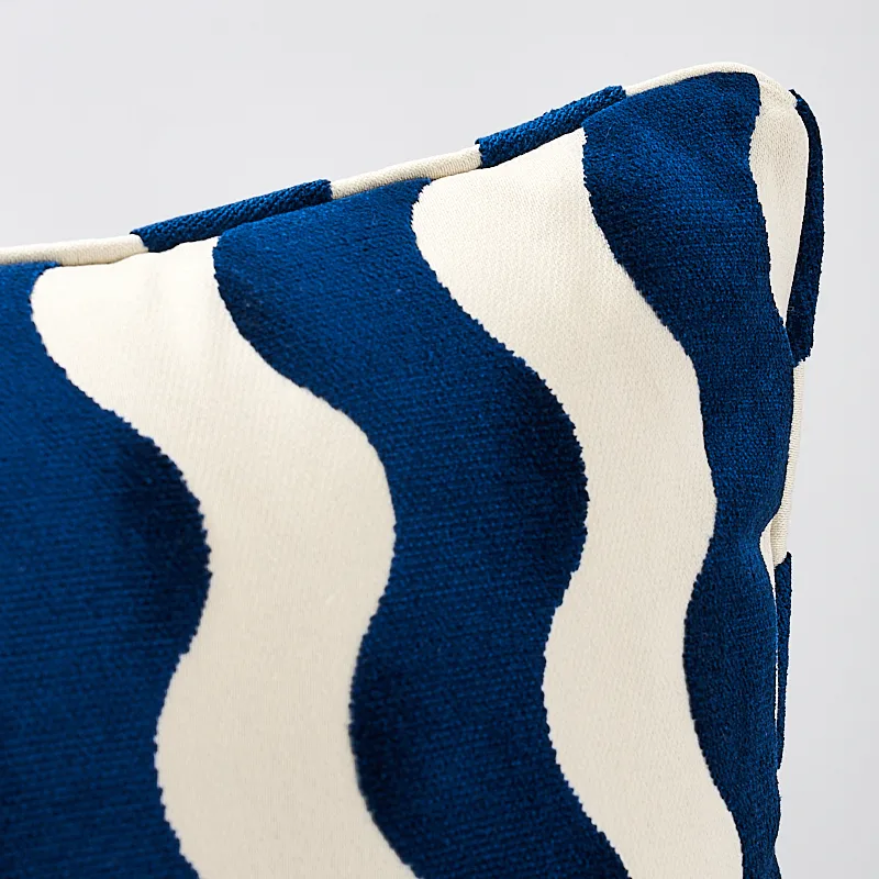 Schumacher The Wave Pillow in Navy