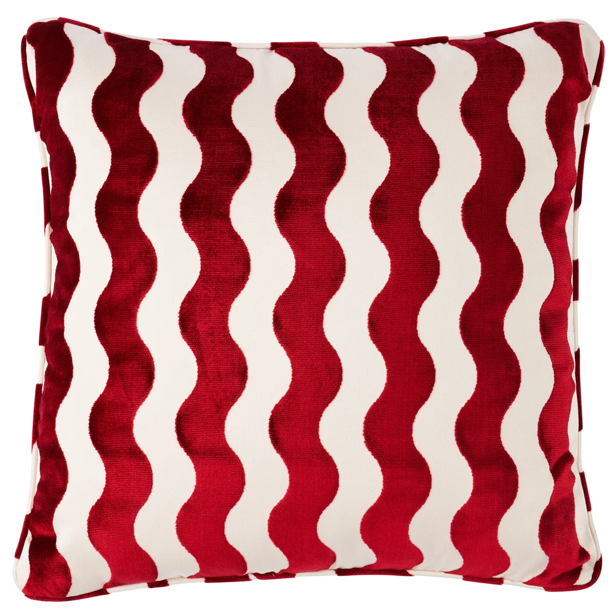 Schumacher The Wave Velvet Pillow in Red (SO6942706)