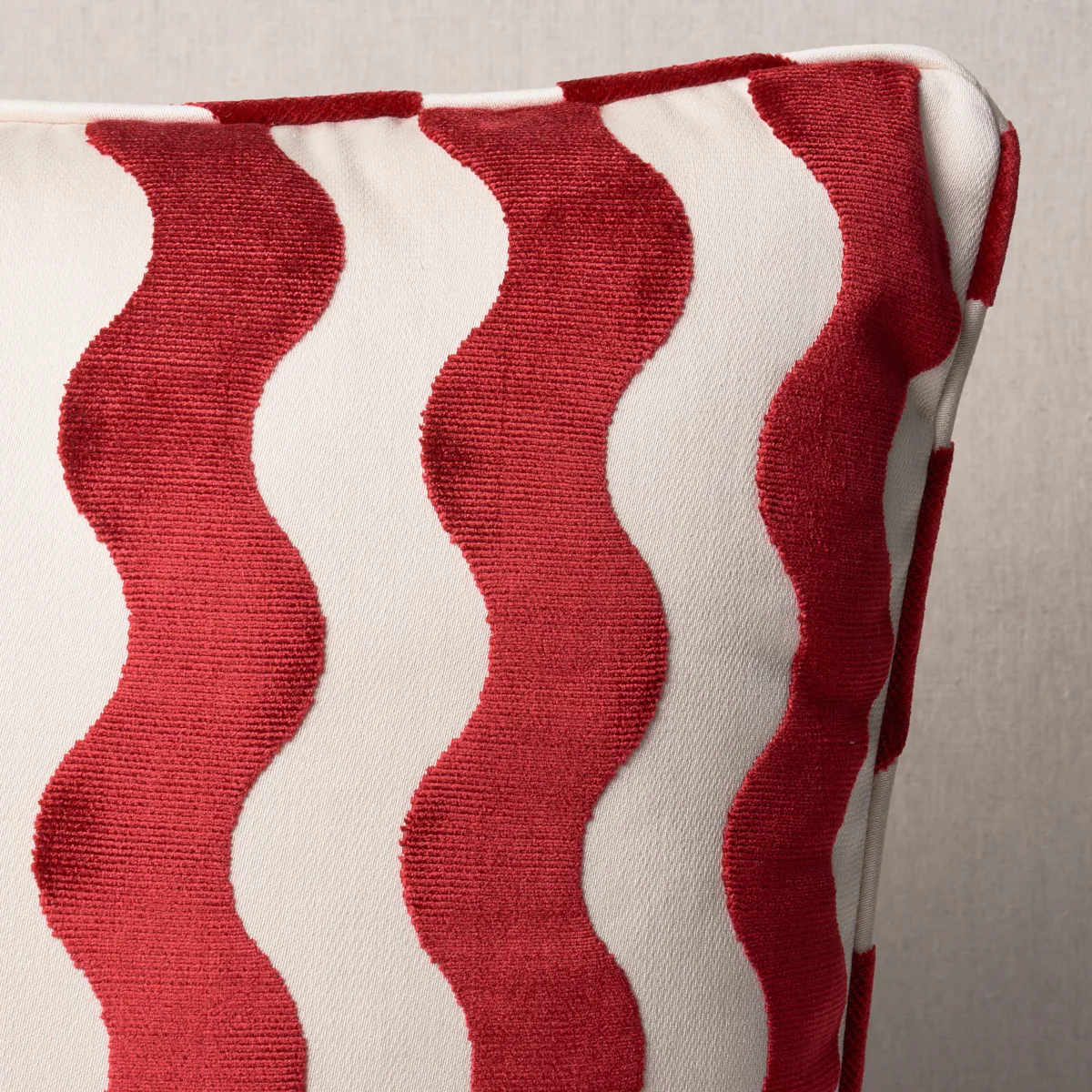 Schumacher The Wave Velvet Pillow in Red (SO6942706)