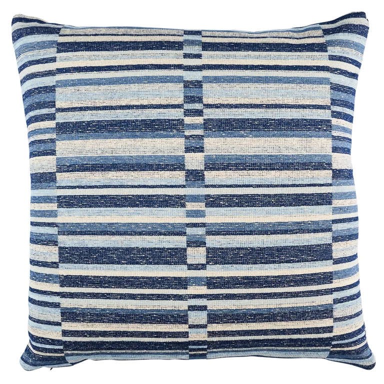 Schumacher Tierra Stripe Pillow in Blue