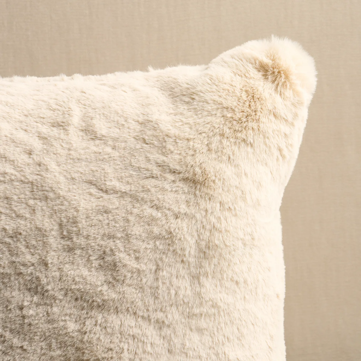 Schumacher Timberline Faux Fur Pillow in Birch
