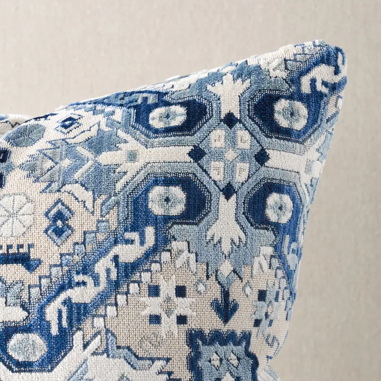 Schumacher Tiraz Velvet Pillow in Indigo (SO8060105)