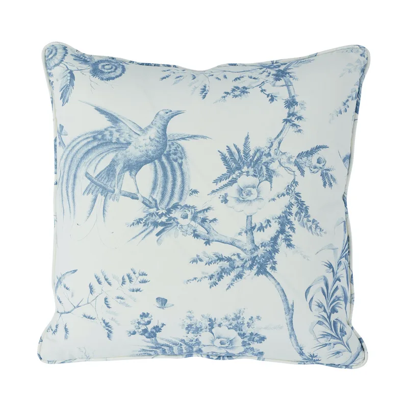 Schumacher Toile de La Prairie Pillow in Blue (SO17957004)
