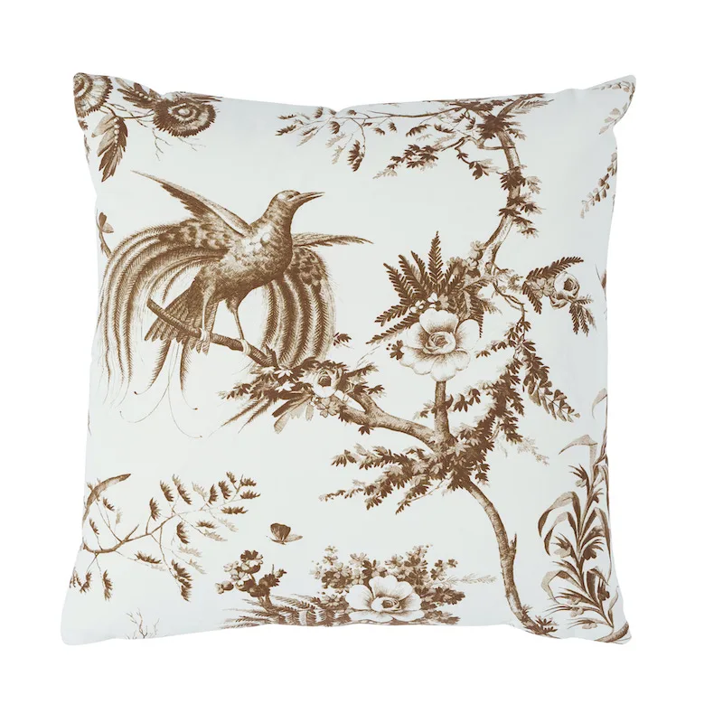 Schumacher Toile de La Prairie Pillow in Brown (SO17957204)