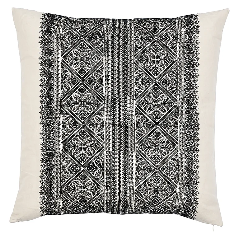 Schumacher Toledo Embroidery Pillow in Noir (SO6973006)