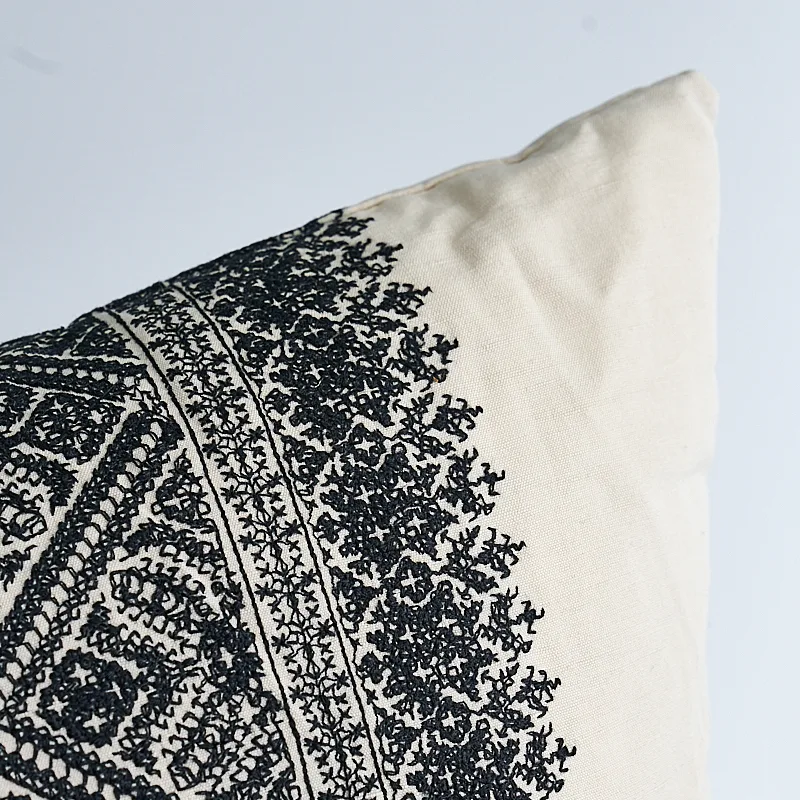 Schumacher Toledo Embroidery Pillow in Noir (SO6973006)