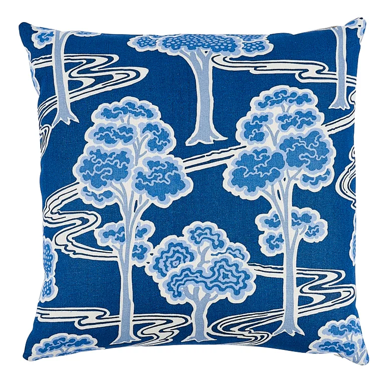 Schumacher Tree River Pillow in Blue & White (SO17674106)
