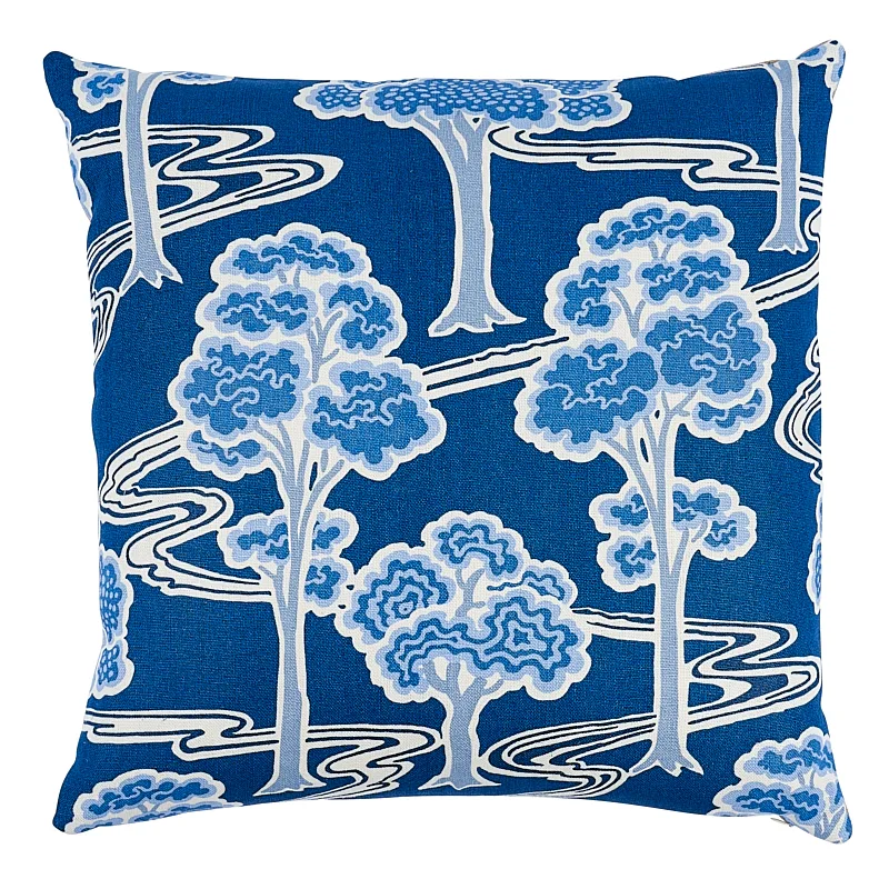 Schumacher Tree River Pillow in Blue & White (SO17674106)